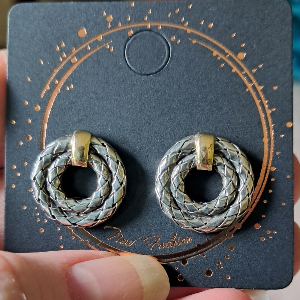 Alisa Single Station 18k Rondelle Round Sterling Silver Traversa Button Earrings